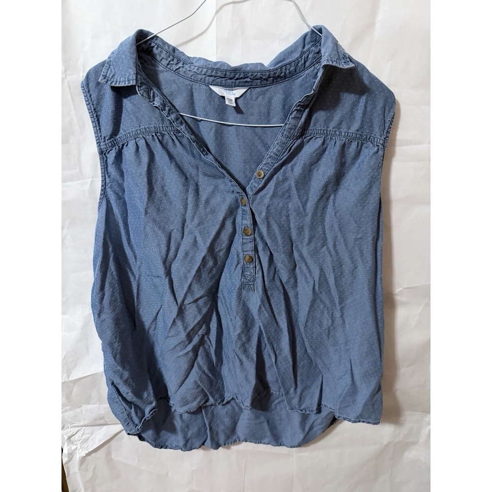 Time and Tru light blue sleeveless chambray blouse XXXL